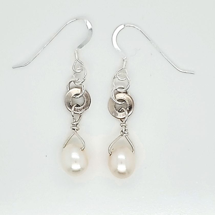 White Freshwater Pearl & Sterling Earring