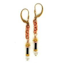 Gold lever backs with copper drop chain, rose gold filled accents, gold Bali and sparkly crystals.