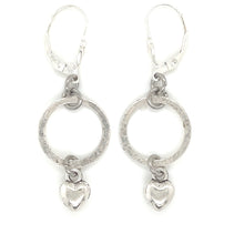 Sterling Hoops With Heart Drop Accents