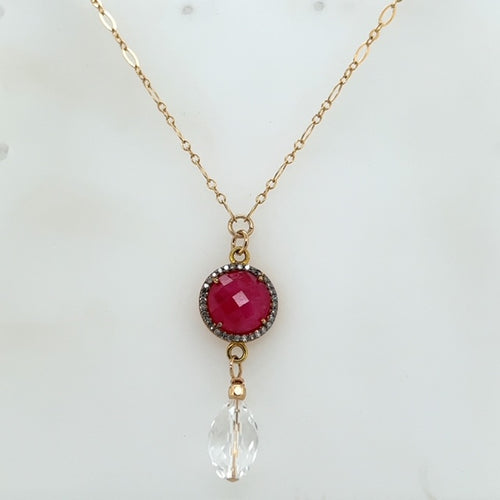 Ruby & Pave Diamond Necklace