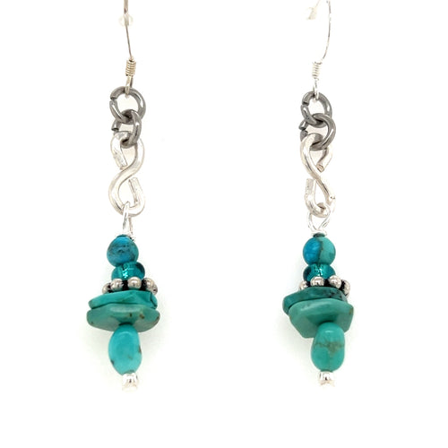 Turquoise Sterling S Curve Drop Earrings