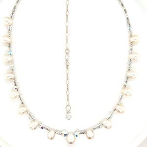 Luna Pearl Crystal 14 Inch Adjustable to 18 Necklace