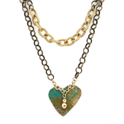 Patina Heart 14K Gold Accent