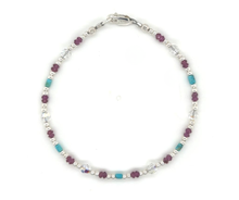 Rhodolite Turquoise Crystal with Gold or Silver Bracelet