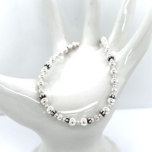 Silver Ice Sterling Silver Beaded Bracelet  Handmade Stacking Bracelet