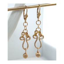14k Gold-Filled Curved Earrings with Textured Gold Ball Accent – Elegant Everyday Jewelry