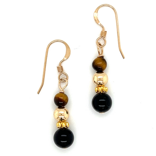 Tiger Eye Black Onyx Earrings