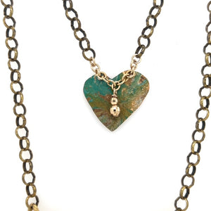 Patina Heart 14K Gold Accent