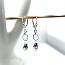 White Pearl Bali Silver Lever Back Drop Earrings