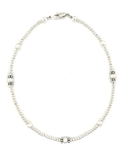 Perfectly Round White Freshwater Pearl & Silver Ankle Bracelet