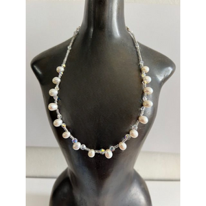 Luna Pearl Crystal 14 Inch Adjustable to 18 Necklace