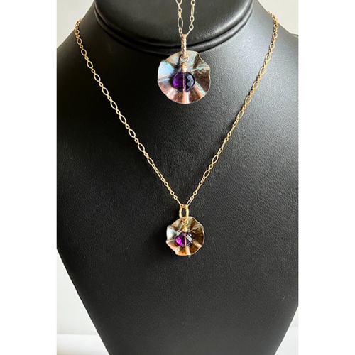 Patina Copper & Amethyst Pendant Necklace