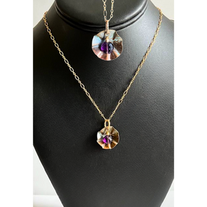 Patina Copper & Amethyst Pendant Necklace