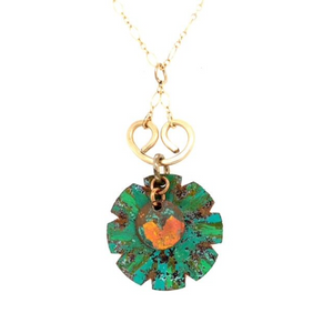 Golden Curve Patina Necklace – 14k Gold-Filled Chain with Layered Patina Accents