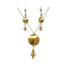 14k Gold-Filled Decorative Chain Necklace with Brass Dome Pendant & Gold Drop Accent