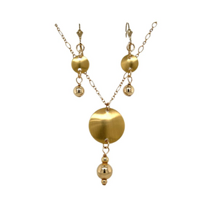 14k Gold-Filled Decorative Chain Necklace with Brass Dome Pendant & Gold Drop Accent