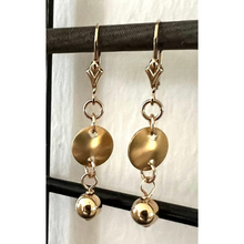 14k Gold-Filled Lever Back Earrings with Brass Dome & Gold Drop Accent
