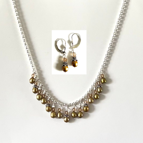Bronze Pearl Sterling Bali Necklace