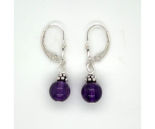 Round Amethyst Drop Earrings 14k Gold Filled or Sterling Silver Lever Backs