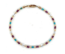 Rhodolite Turquoise Crystal with Gold or Silver Bracelet