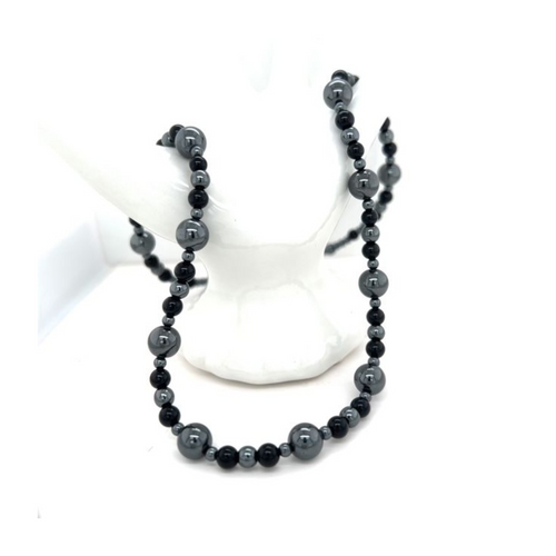 Essential Black Onyx & Hematite Necklace – Classic All-Black Beauty