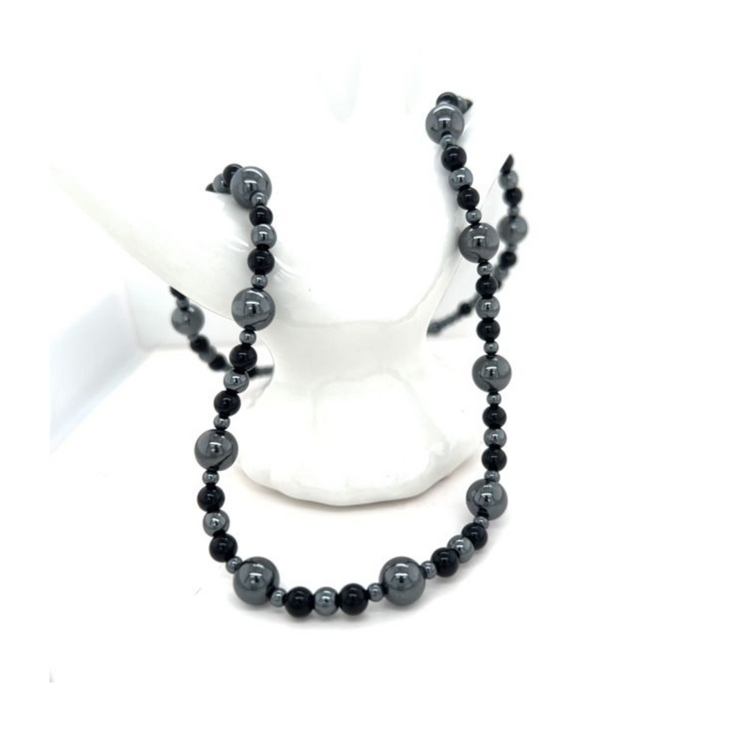 Essential Black Onyx & Hematite Necklace – Classic All-Black Beauty