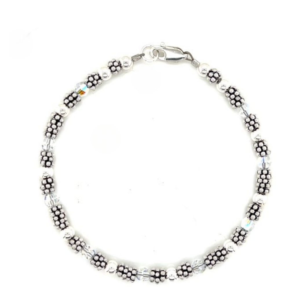 Bali, Sterling & Crystal Moonlit Bracelet- Also Available in Gold Filled