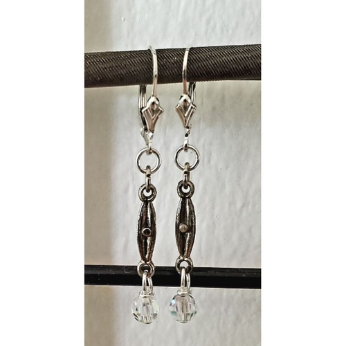 Sterling Decorative Drop Crystal Lever Backs