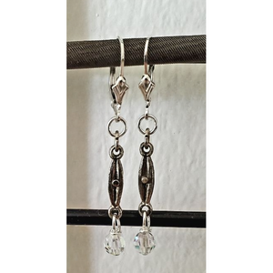 Sterling Decorative Drop Crystal Lever Backs