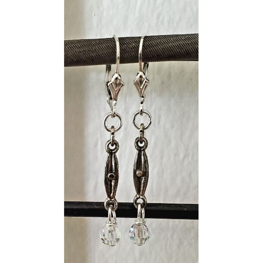 Sterling Decorative Drop Crystal Lever Backs