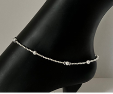 Perfectly Round White Freshwater Pearl & Silver Ankle Bracelet