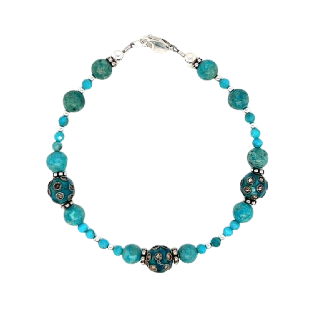 Teal Enamel Sterling Bracelet