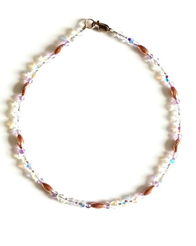 Copper Amethyst Crystal Ankle Bracelet