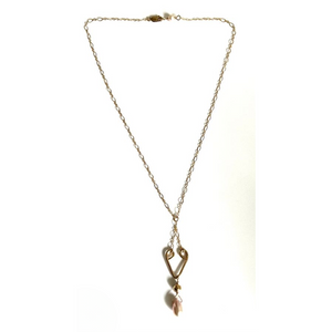 14k Gold-Filled Curved Necklace with Champagne Pearl Drop