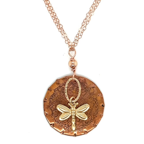 Copper Engraved Circular Necklace