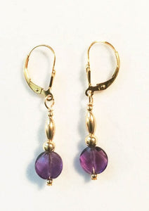 Amethyst Coin Lever Back Earrings