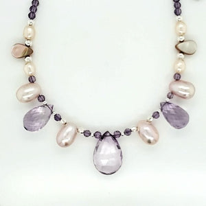 Pink Amethyst Freshwater Pearl Necklace