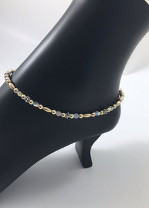 Gold & Crystal Sterling Ankle Bracelet