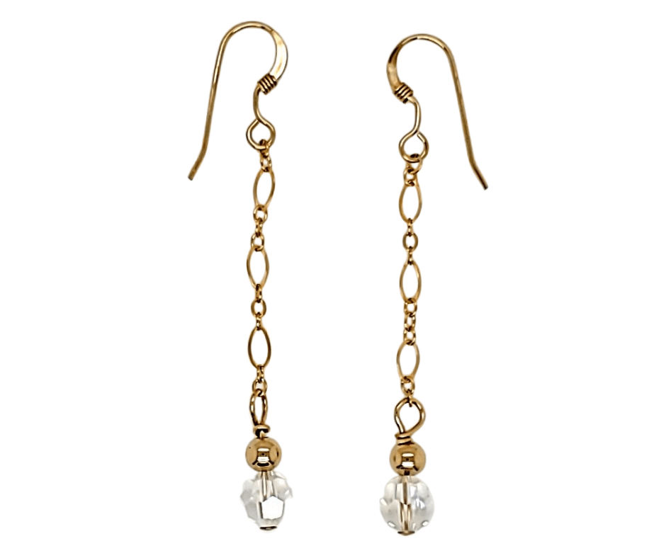 Crystal Gold Chain Drop Earrings