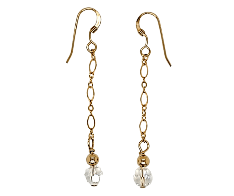 Crystal Curb Chain Earrings gold