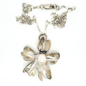 Sterling Silver Cast Flower Necklace