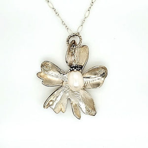 Sterling Silver Cast Flower Necklace