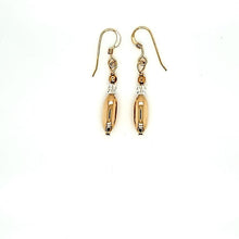 Gold Oblong Cube & Swarovski Crystal french Wire Earrings