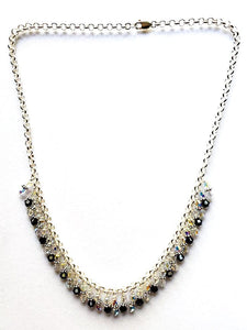 Black & Crystal Dangle Necklace