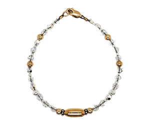 Oblong Gold Bead Crystal Silver Rose Gold Bracelet