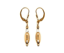 Gold Oblong Cube & Sparkly Crystal French Wire Earrings