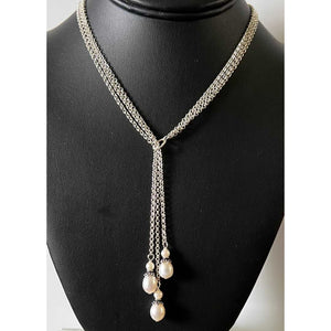 Multi Chain Black Spinel Drop Or Pearl Drop Necklace