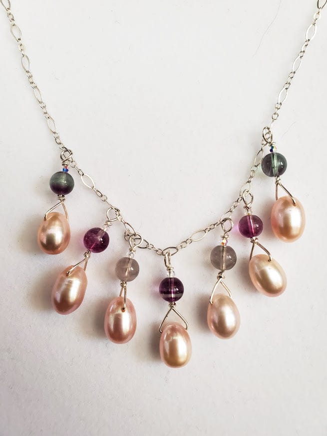 Pearl Flourite Sterling Silver Necklace