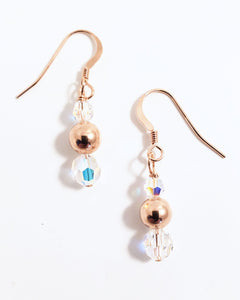 Rose Gold & Crystal French Wires