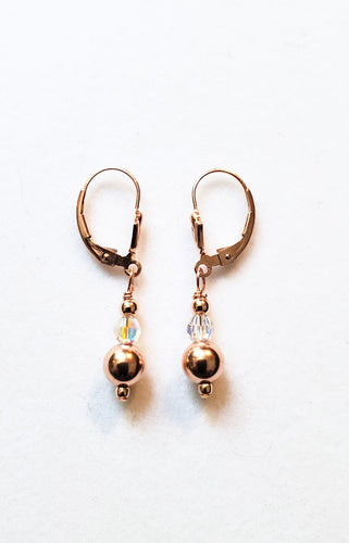 Rose Gold Crystal Lever Back